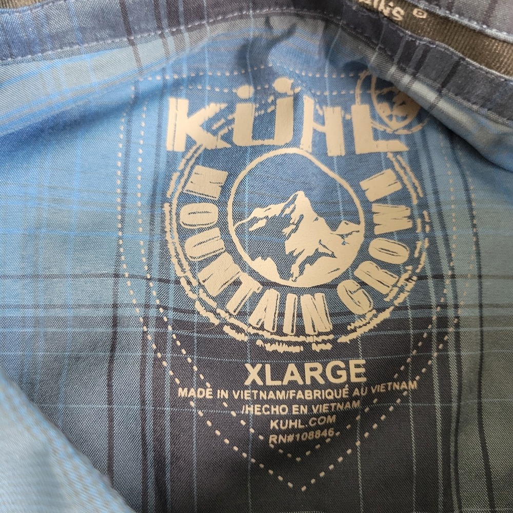 Kuhl Mountain Grown Mens XL Blue Snap Button Short Sleeve Workshirt - Picture 4 of 6